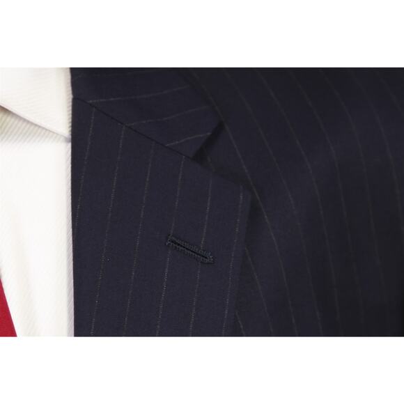 H. Freeman & Son Navy Blue Chalkstripe 2-Btn Wool Suit Hand Tailored 46R - Picture 5 of 9